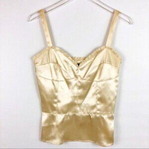 Nicole Miller | Women's Cream Side Zipper & Ruffle Detail Top Size 4